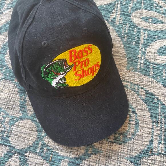 Bass Pro Shops Black Embroidered Bass Logo Adjustable Baseball Cap - Picture 2 of 7